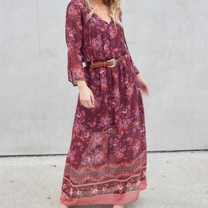 Love Stitch Burgundy Floral Dress